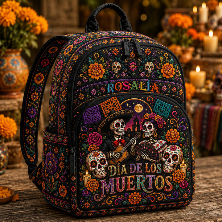 Day Of The Dead Quilted Backpack