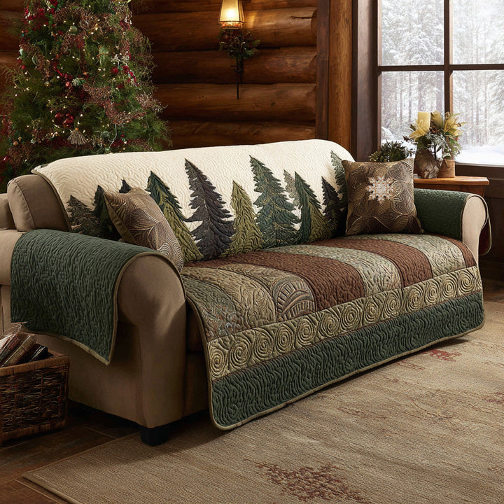 Serene Forest Quilted Sofa Cover